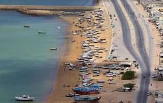Aerial view of Gwadar Port and the peninsula highlighting its development as a regional trade hub in 2026.